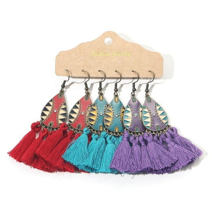 Color Feather Tassel Earrings Set for Women