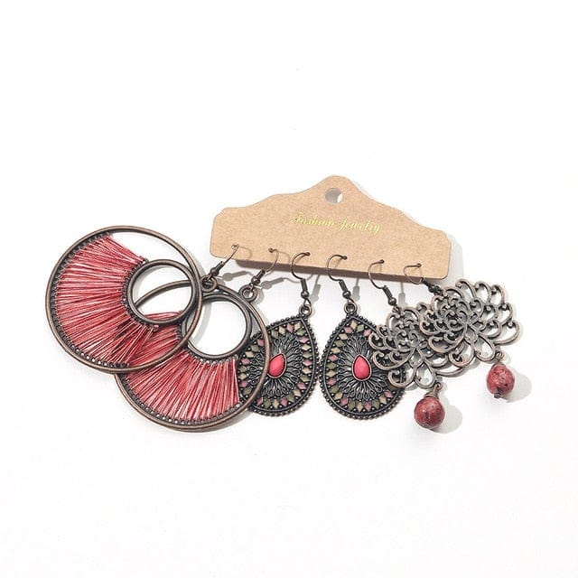 Color Feather Tassel Earrings Set for Women