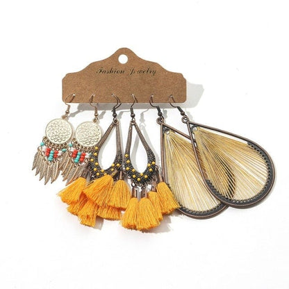 Color Feather Tassel Earrings Set for Women