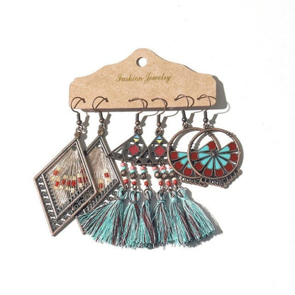 Color Feather Tassel Earrings Set for Women