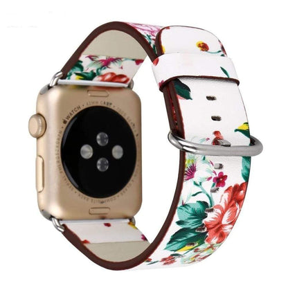 Floral Leather strap For Apple Watch