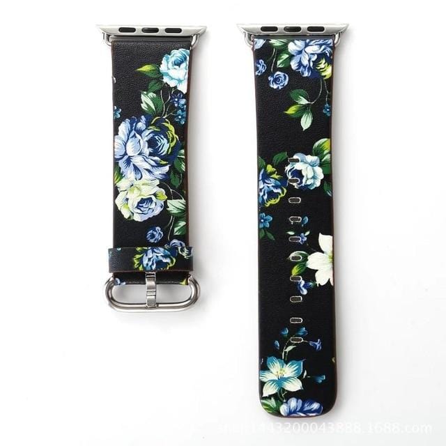 Floral Leather strap For Apple Watch