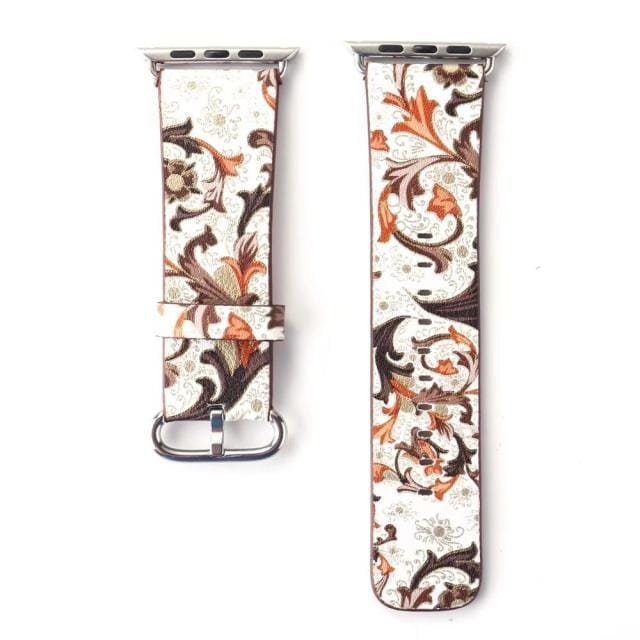 Floral Leather strap For Apple Watch