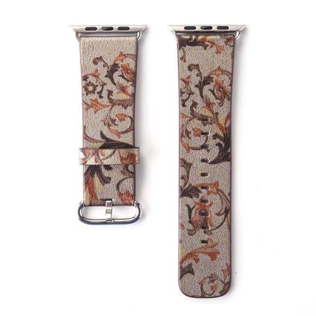 Floral Leather strap For Apple Watch