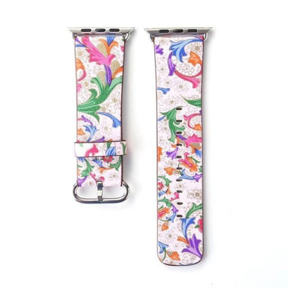 Floral Leather strap For Apple Watch