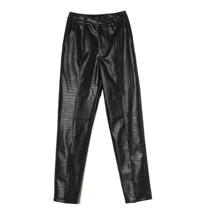 Women Black Faux Leather Pant