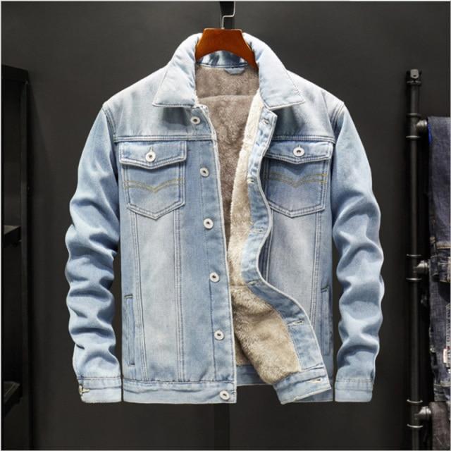 Men's Light Blue Winter Jean Jackets