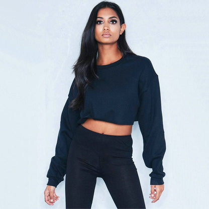 Women Casual Long Sleeve Cropped Top