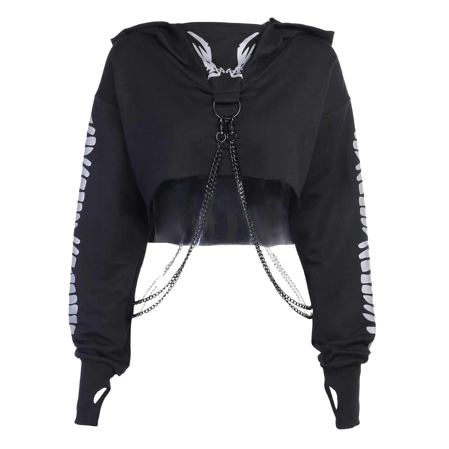 Women Gothic Reflective Crop Top Pullover