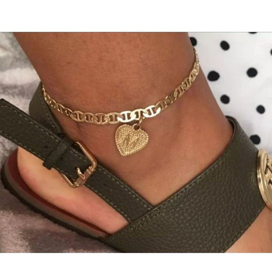 Delicate Heart Initials Anklets For Women