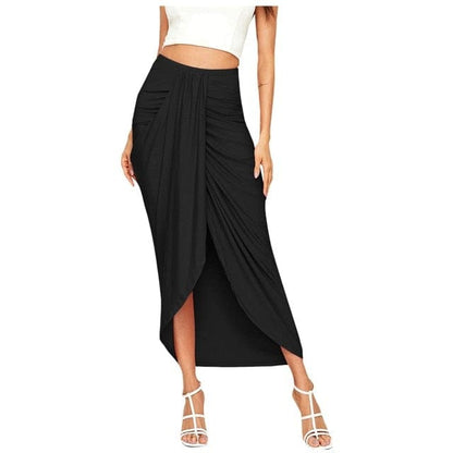 Solid Wrap Summer Split Skirt