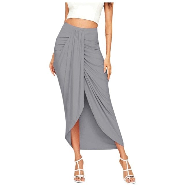 Solid Wrap Summer Split Skirt