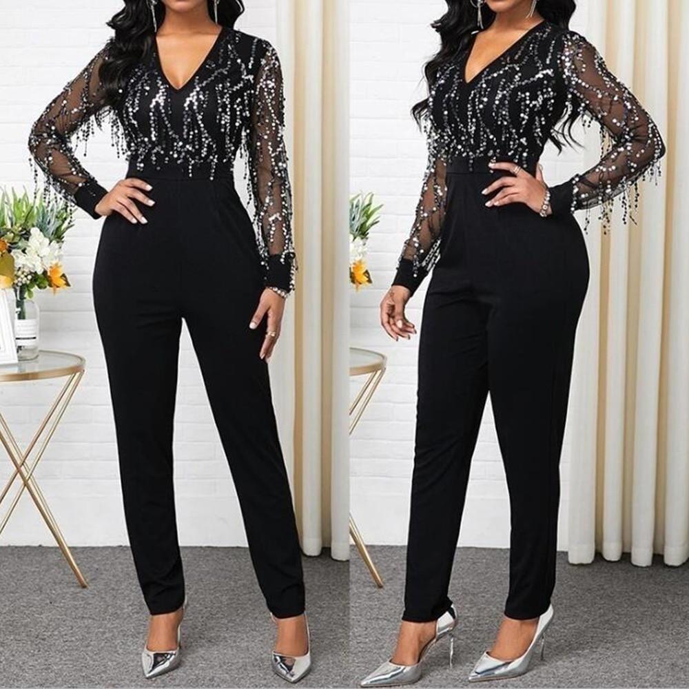 Sexy V Neck Women Jumpsuit