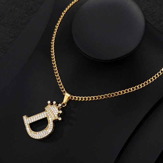 Crown Letter Necklace For Men and Women