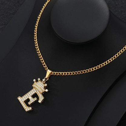 Crown Letter Necklace For Men and Women