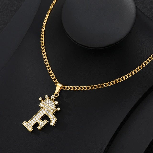 Crown Letter Necklace For Men and Women