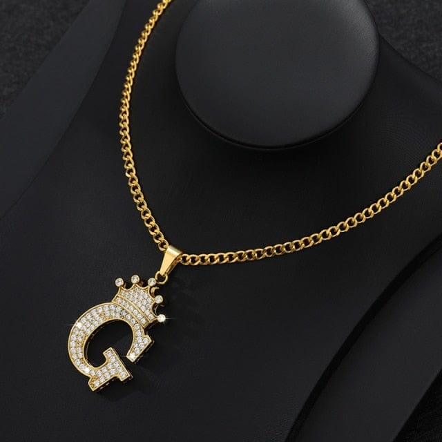 Crown Letter Necklace For Men and Women