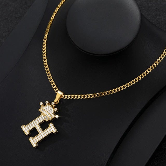 Crown Letter Necklace For Men and Women