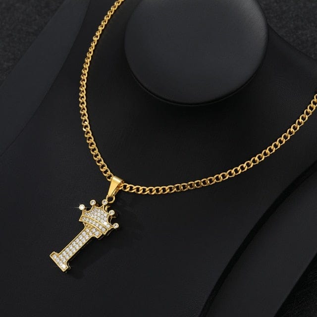 Crown Letter Necklace For Men and Women