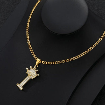 Crown Letter Necklace For Men and Women