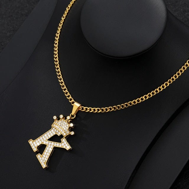 Crown Letter Necklace For Men and Women