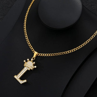 Crown Letter Necklace For Men and Women