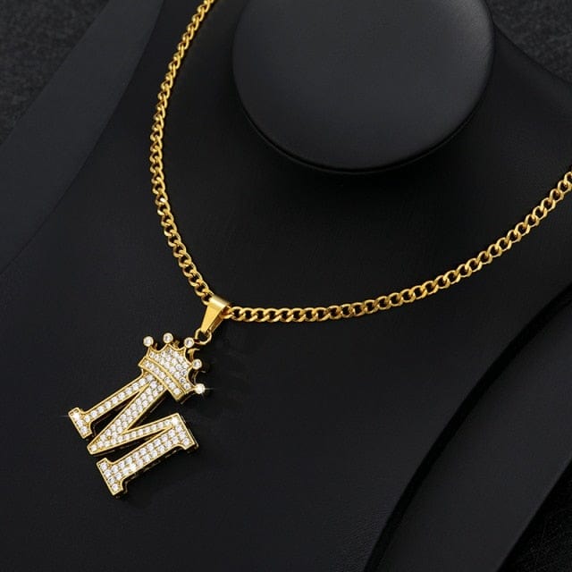 Crown Letter Necklace For Men and Women