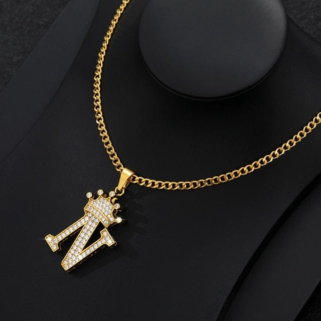 Crown Letter Necklace For Men and Women