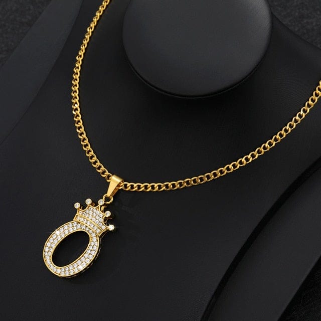 Crown Letter Necklace For Men and Women