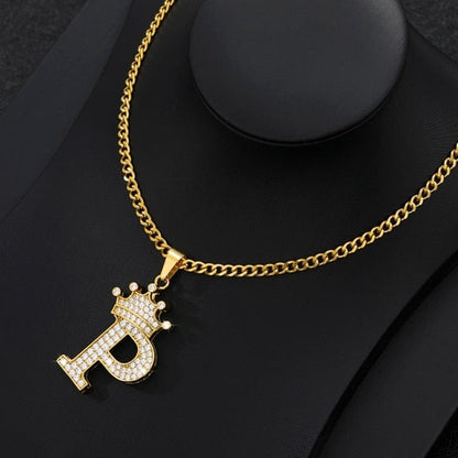 Crown Letter Necklace For Men and Women