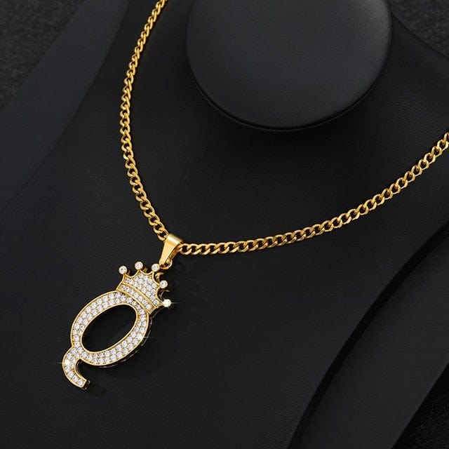 Crown Letter Necklace For Men and Women