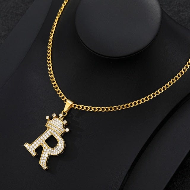 Crown Letter Necklace For Men and Women