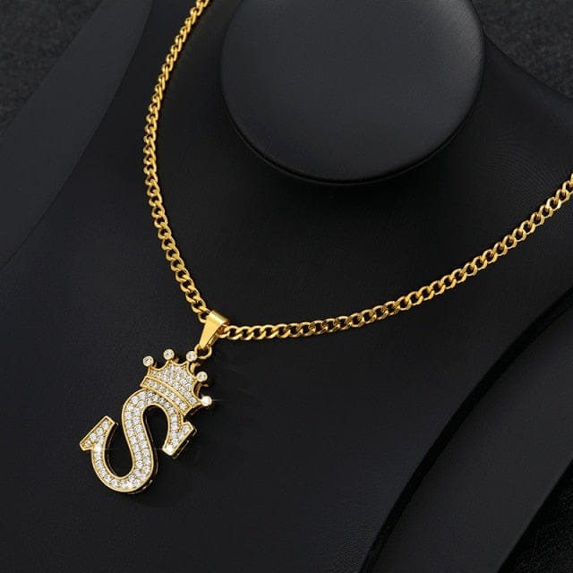 Crown Letter Necklace For Men and Women