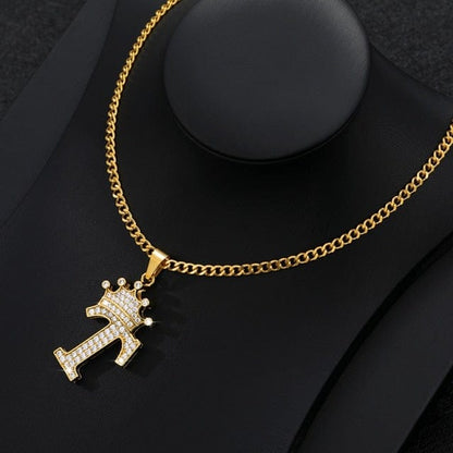 Crown Letter Necklace For Men and Women