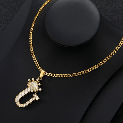 Crown Letter Necklace For Men and Women