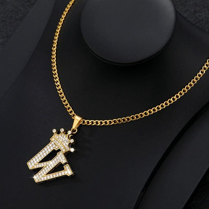 Crown Letter Necklace For Men and Women