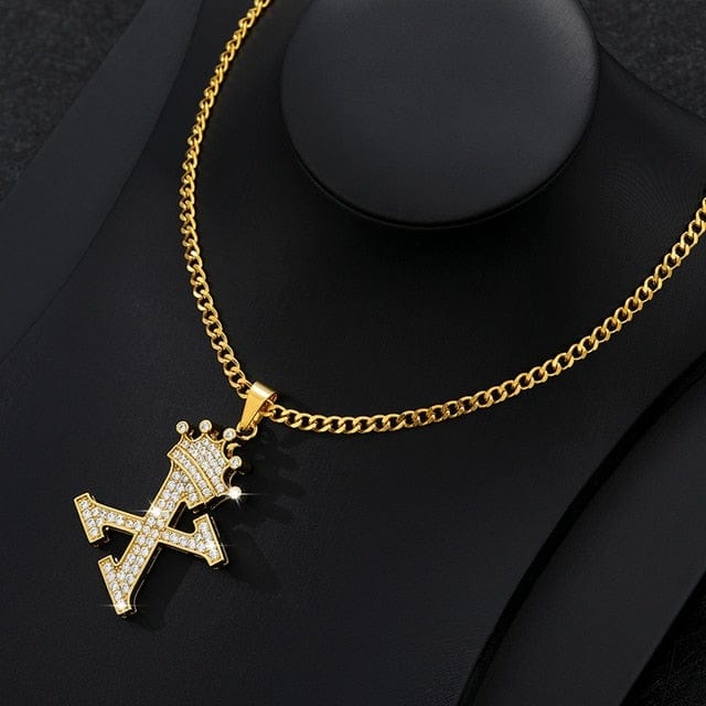 Crown Letter Necklace For Men and Women