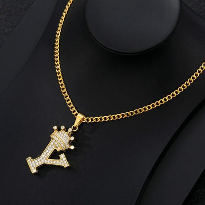 Crown Letter Necklace For Men and Women