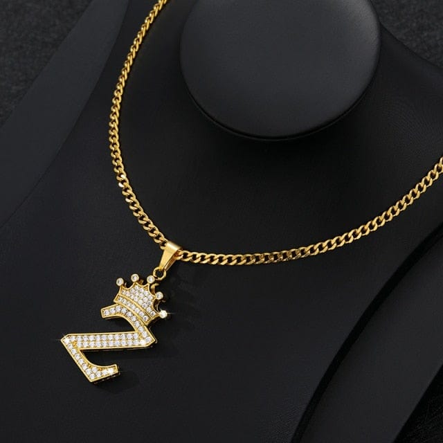 Crown Letter Necklace For Men and Women