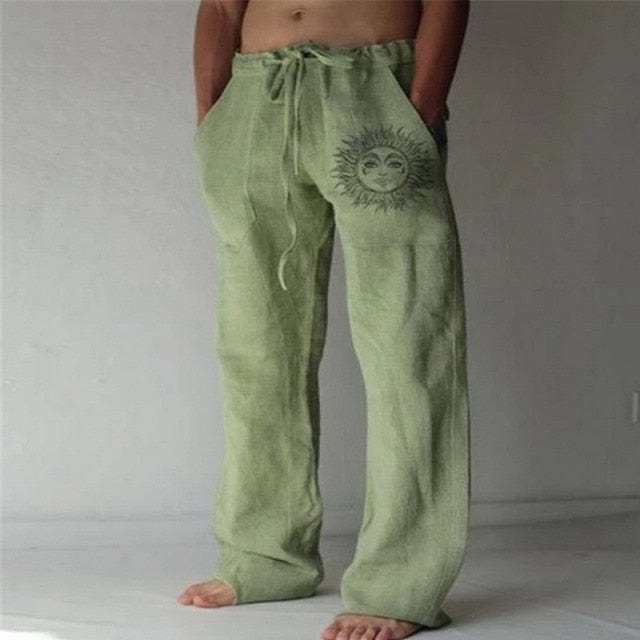 Men's Summer Breathable Solid Color Linen Trousers