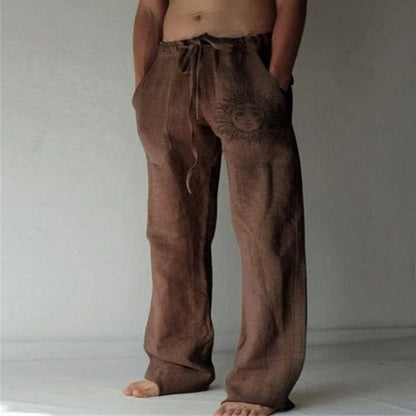 Men's Summer Breathable Solid Color Linen Trousers