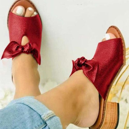 Women Bow Square Heels