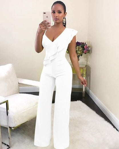 Women V Neck Jumpsuit