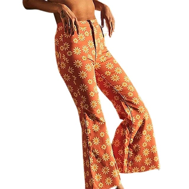 Orange Vintage Girl Aesthetic Joggers