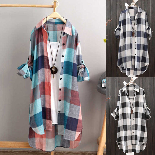 Women's Casual Plaid Cotton Shirt