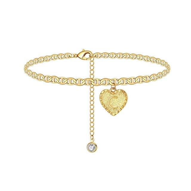 Delicate Heart Initials Anklets For Women