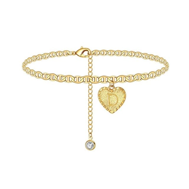 Delicate Heart Initials Anklets For Women