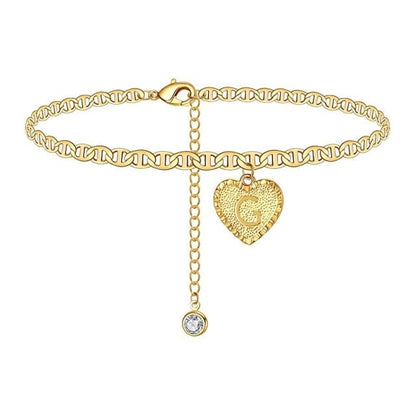 Delicate Heart Initials Anklets For Women