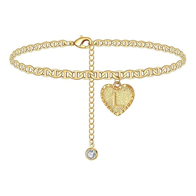 Delicate Heart Initials Anklets For Women