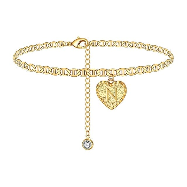 Delicate Heart Initials Anklets For Women